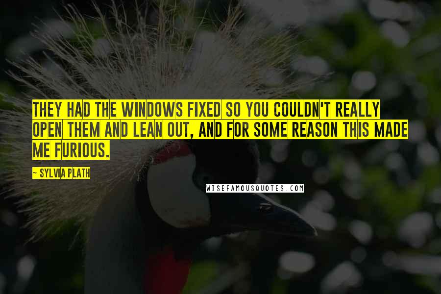 Sylvia Plath Quotes: They had the windows fixed so you couldn't really open them and lean out, and for some reason this made me furious.