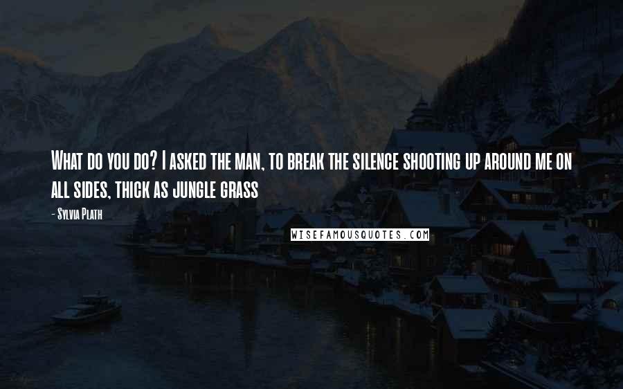 Sylvia Plath Quotes: What do you do? I asked the man, to break the silence shooting up around me on all sides, thick as jungle grass