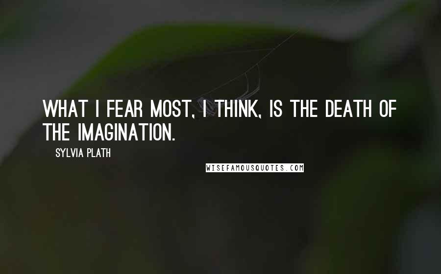 Sylvia Plath Quotes: What I fear most, I think, is the death of the imagination.
