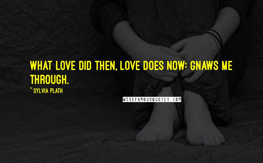 Sylvia Plath Quotes: What love did then, love does now: Gnaws me through.