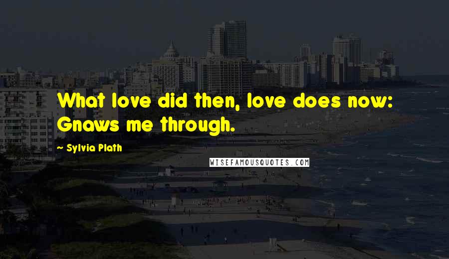 Sylvia Plath Quotes: What love did then, love does now: Gnaws me through.