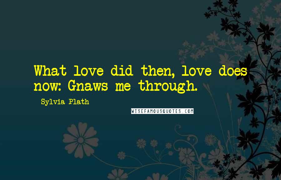 Sylvia Plath Quotes: What love did then, love does now: Gnaws me through.