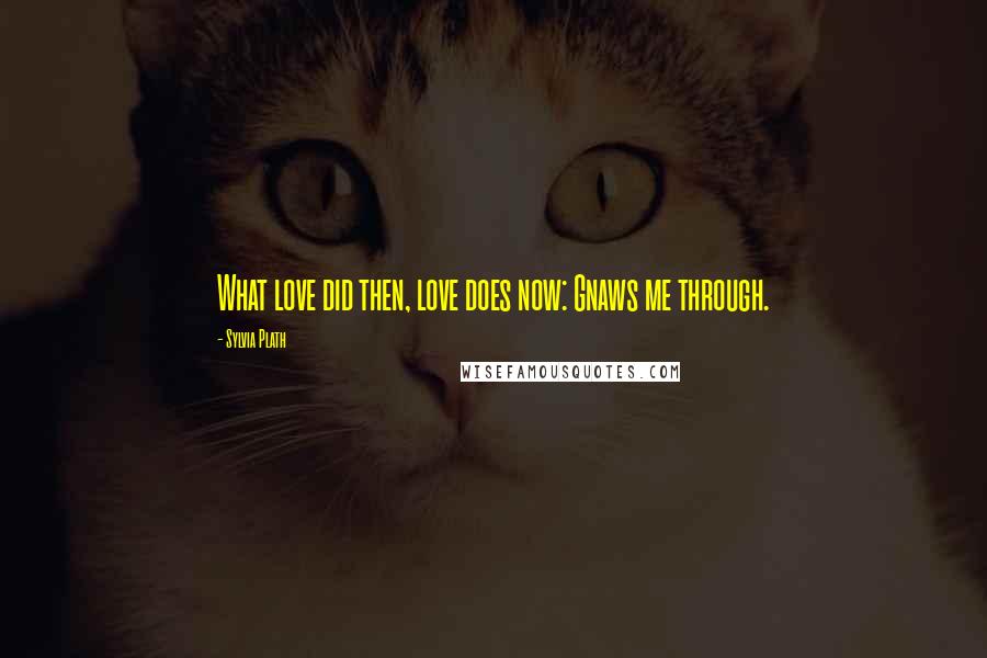 Sylvia Plath Quotes: What love did then, love does now: Gnaws me through.