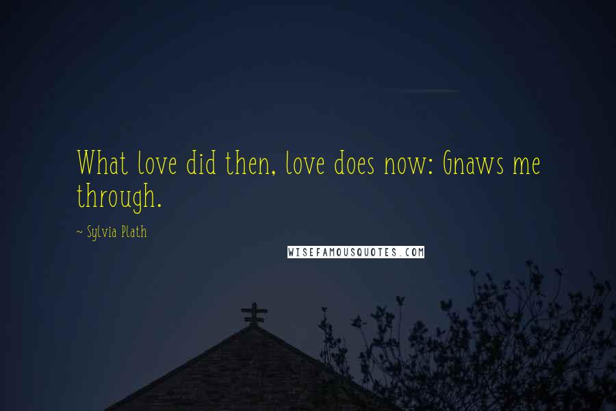 Sylvia Plath Quotes: What love did then, love does now: Gnaws me through.