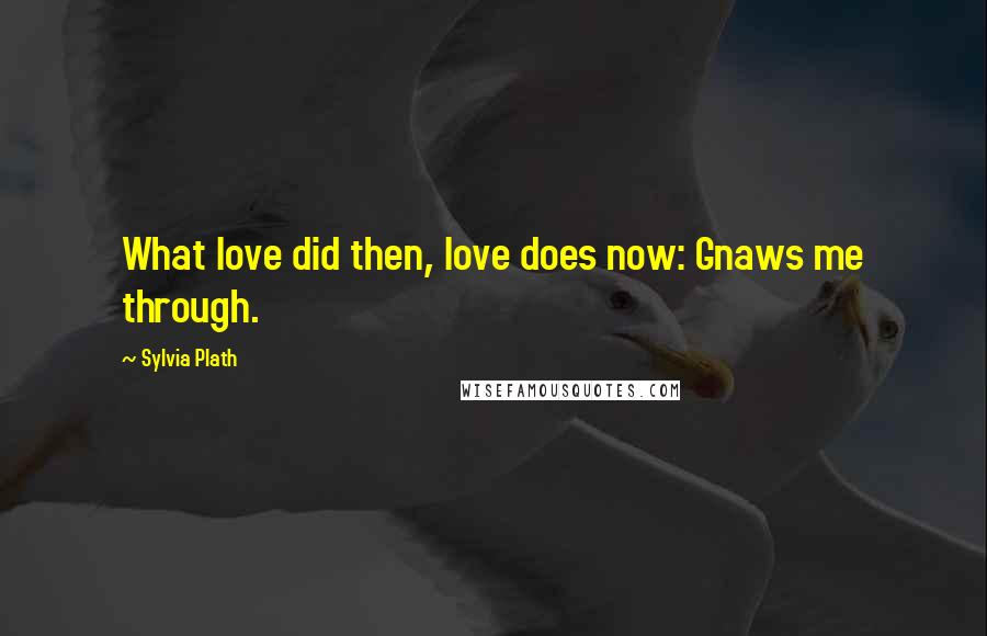 Sylvia Plath Quotes: What love did then, love does now: Gnaws me through.