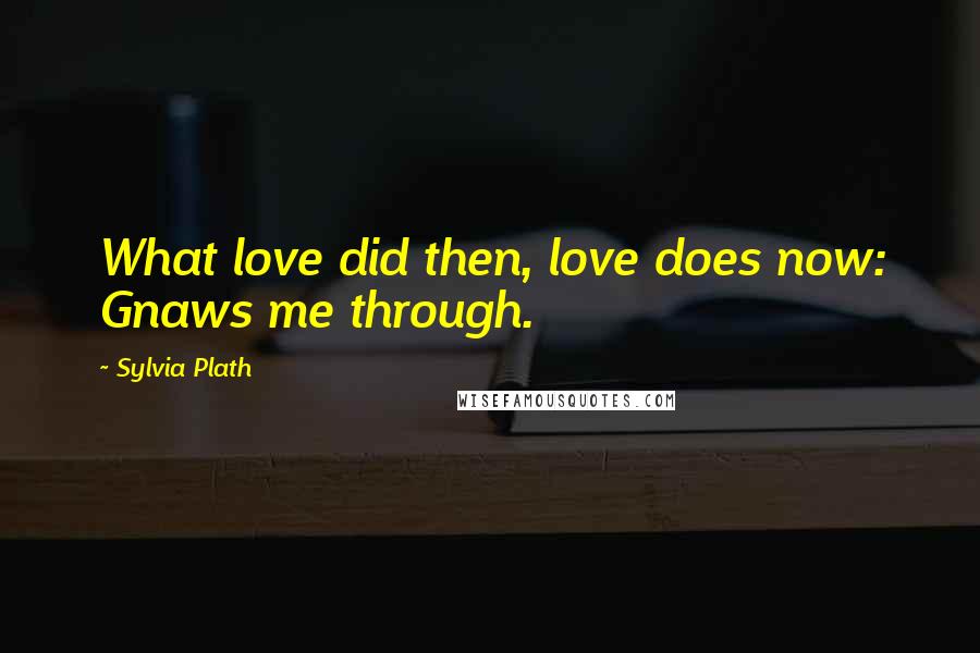 Sylvia Plath Quotes: What love did then, love does now: Gnaws me through.