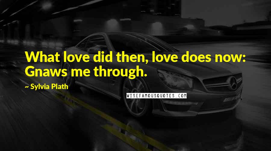 Sylvia Plath Quotes: What love did then, love does now: Gnaws me through.