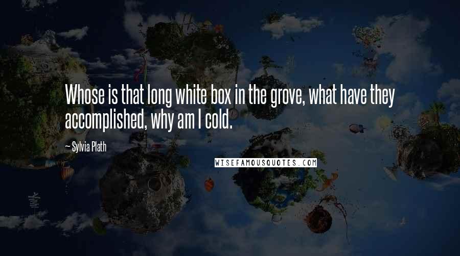 Sylvia Plath Quotes: Whose is that long white box in the grove, what have they accomplished, why am I cold.