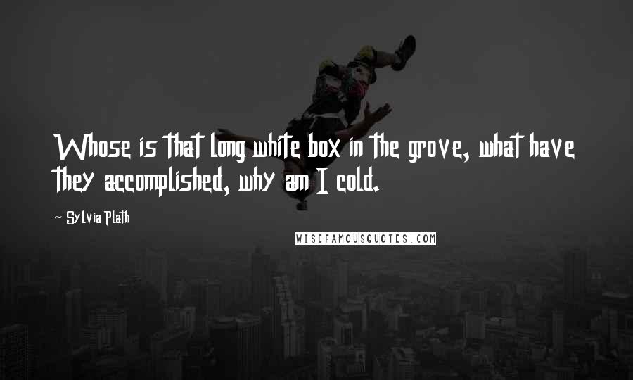 Sylvia Plath Quotes: Whose is that long white box in the grove, what have they accomplished, why am I cold.