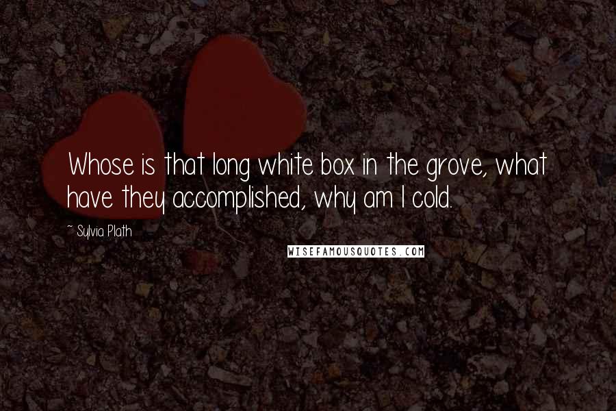 Sylvia Plath Quotes: Whose is that long white box in the grove, what have they accomplished, why am I cold.