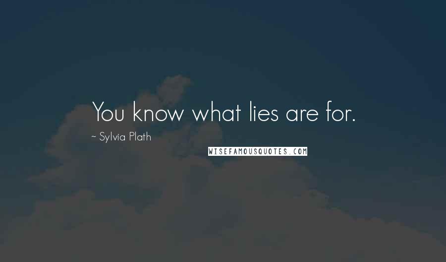 Sylvia Plath Quotes: You know what lies are for.