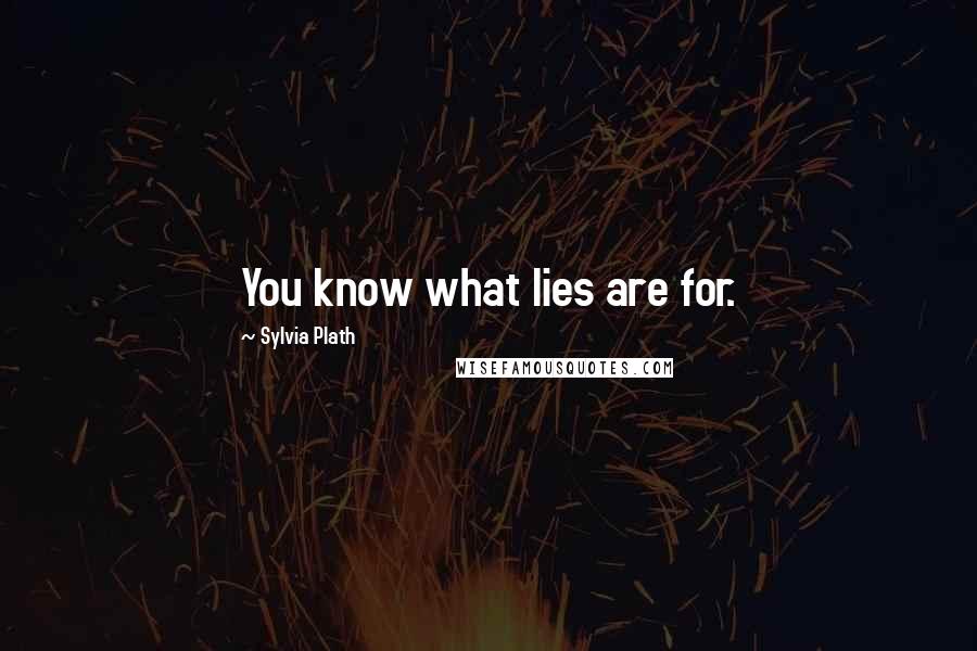 Sylvia Plath Quotes: You know what lies are for.