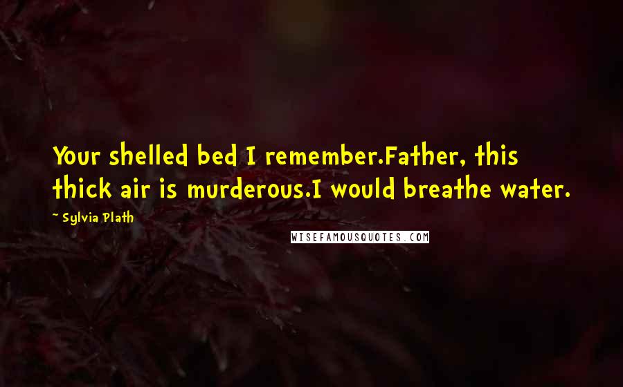 Sylvia Plath Quotes: Your shelled bed I remember.Father, this thick air is murderous.I would breathe water.