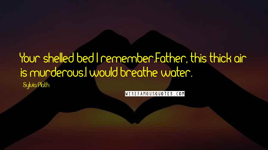 Sylvia Plath Quotes: Your shelled bed I remember.Father, this thick air is murderous.I would breathe water.