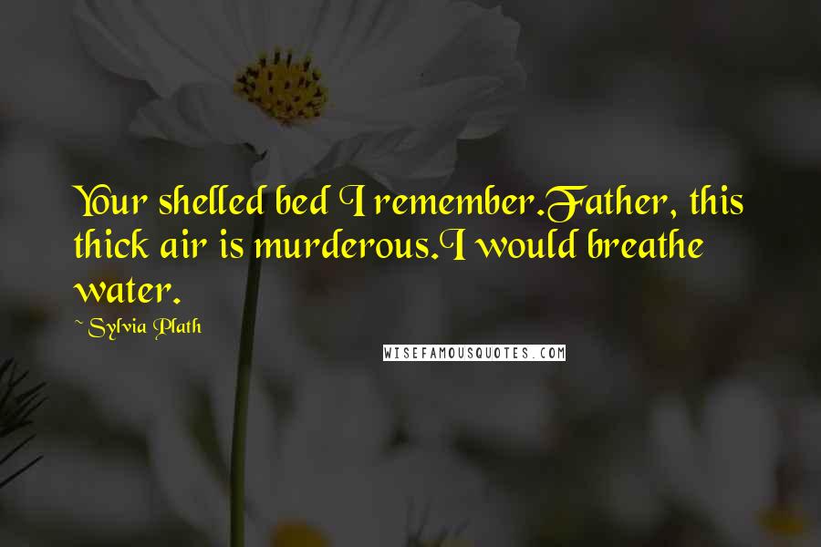 Sylvia Plath Quotes: Your shelled bed I remember.Father, this thick air is murderous.I would breathe water.