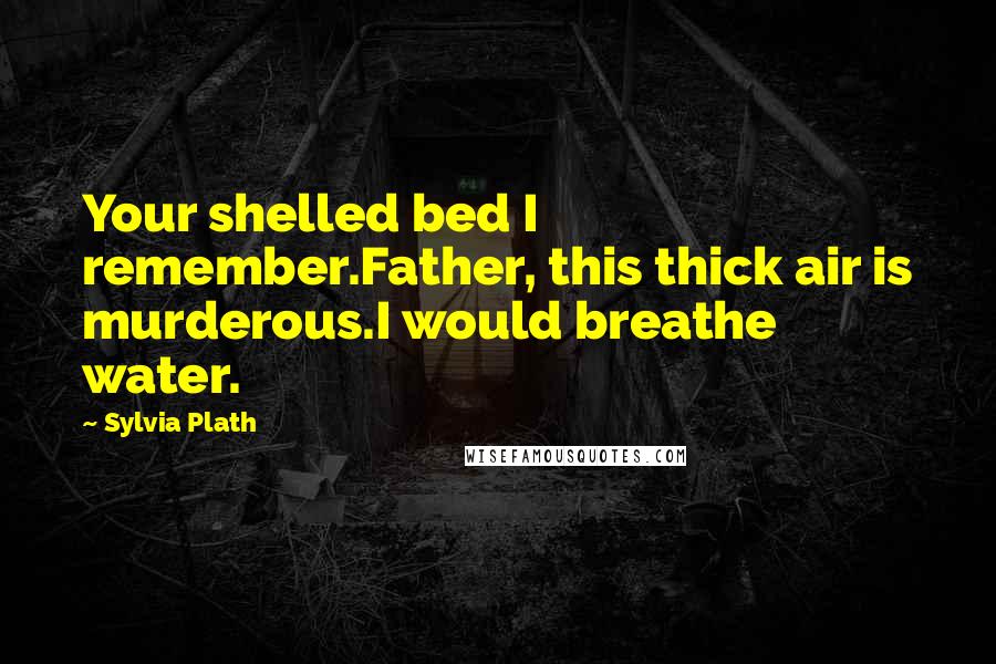 Sylvia Plath Quotes: Your shelled bed I remember.Father, this thick air is murderous.I would breathe water.