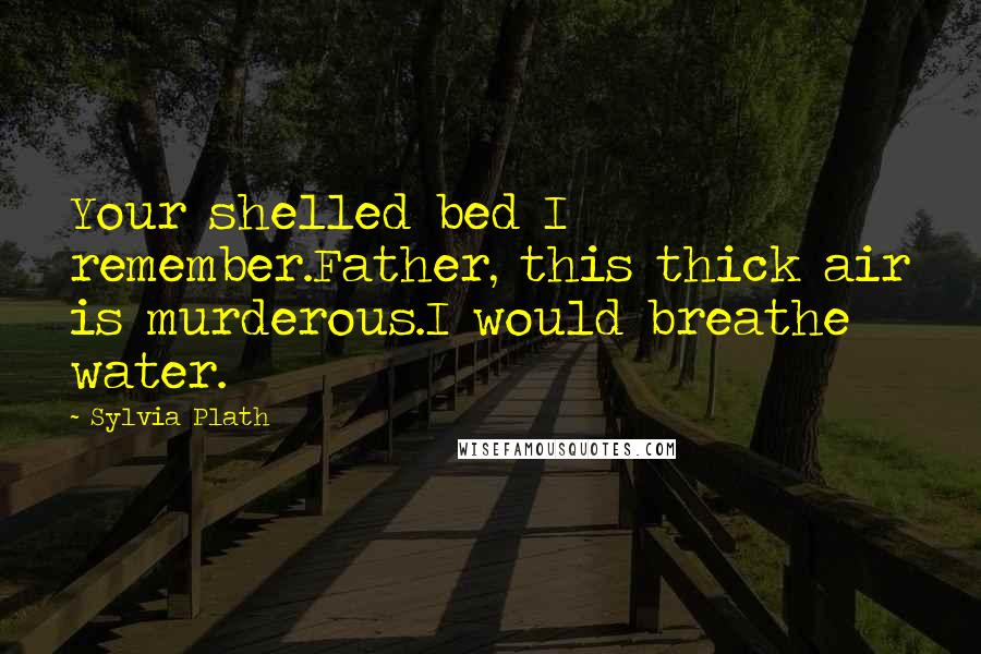 Sylvia Plath Quotes: Your shelled bed I remember.Father, this thick air is murderous.I would breathe water.