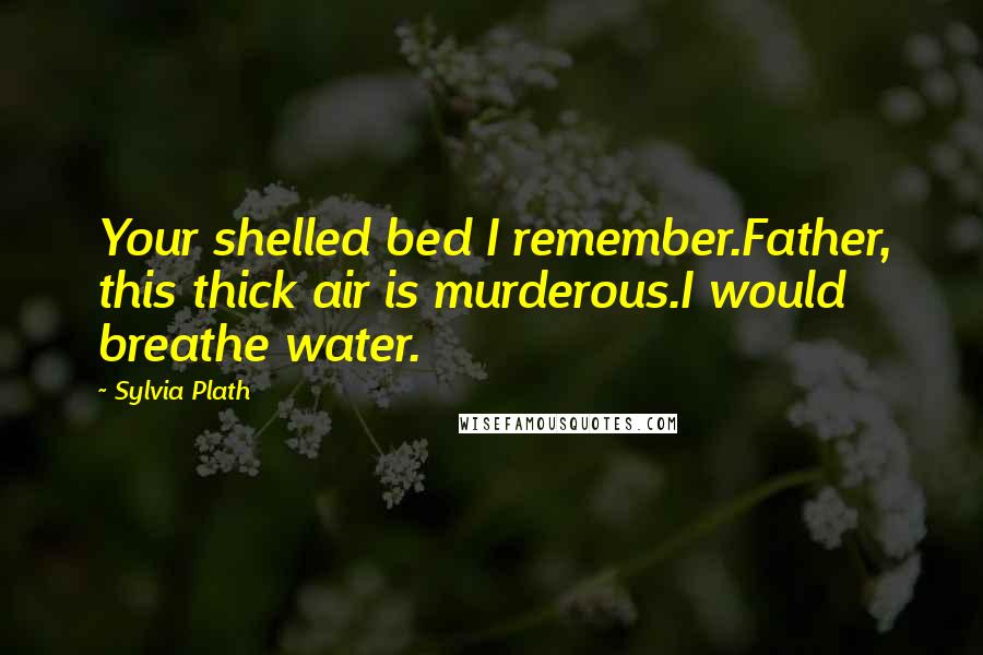 Sylvia Plath Quotes: Your shelled bed I remember.Father, this thick air is murderous.I would breathe water.