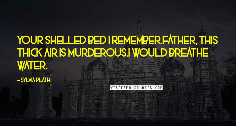 Sylvia Plath Quotes: Your shelled bed I remember.Father, this thick air is murderous.I would breathe water.