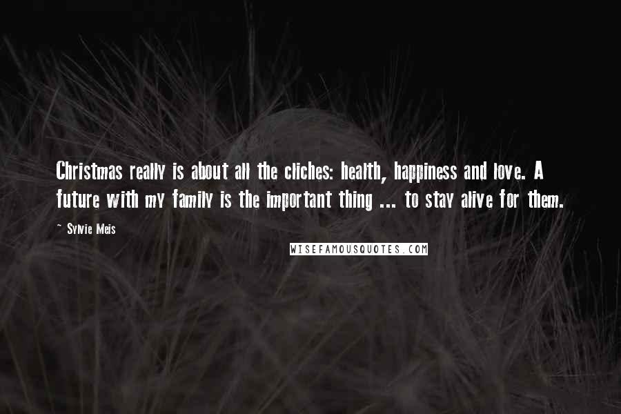 Sylvie Meis Quotes: Christmas really is about all the cliches: health, happiness and love. A future with my family is the important thing ... to stay alive for them.