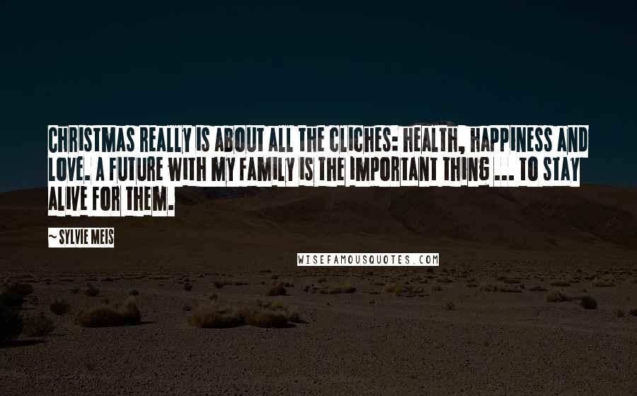 Sylvie Meis Quotes: Christmas really is about all the cliches: health, happiness and love. A future with my family is the important thing ... to stay alive for them.