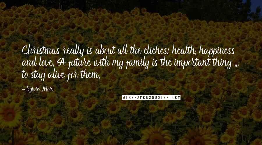 Sylvie Meis Quotes: Christmas really is about all the cliches: health, happiness and love. A future with my family is the important thing ... to stay alive for them.
