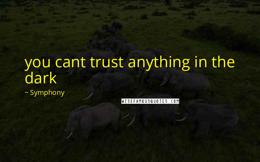 Symphony Quotes: you cant trust anything in the dark