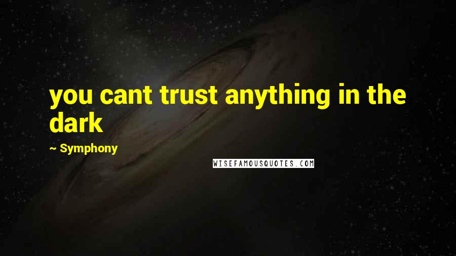 Symphony Quotes: you cant trust anything in the dark