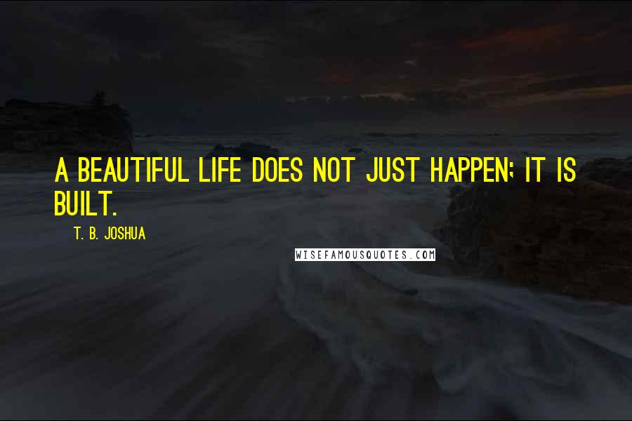 T. B. Joshua Quotes: A beautiful life does not just happen; it is built.