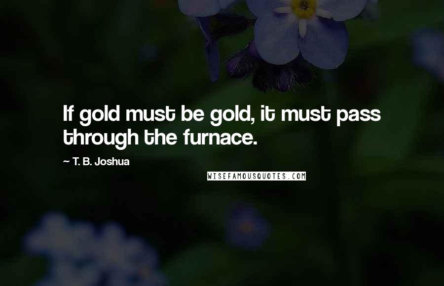 T. B. Joshua Quotes: If gold must be gold, it must pass through the furnace.