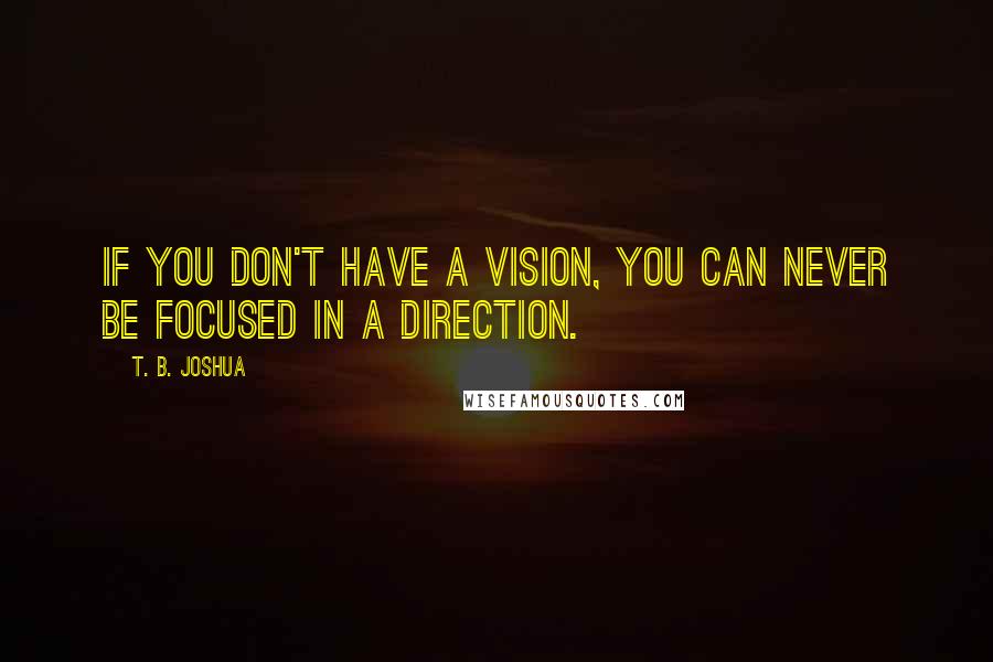 T. B. Joshua Quotes: If you don't have a vision, you can never be focused in a direction.