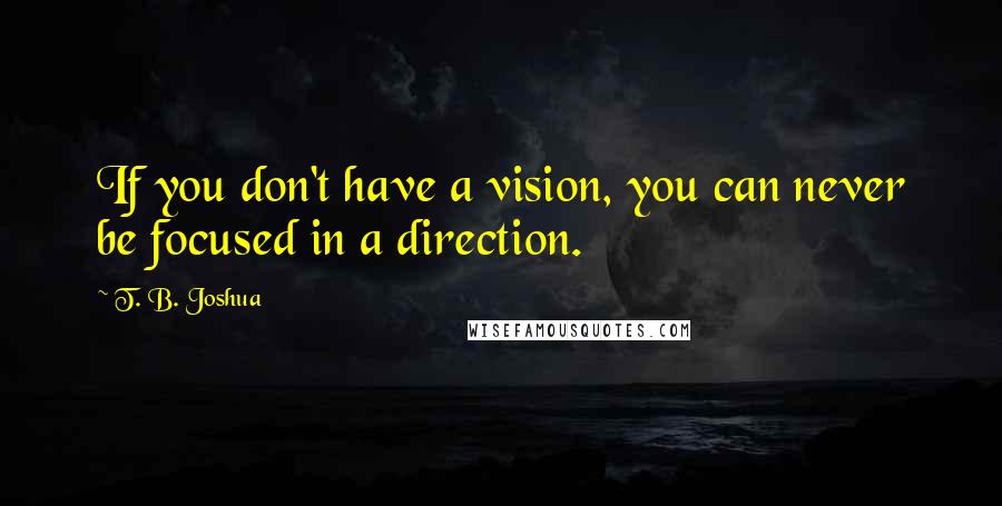 T. B. Joshua Quotes: If you don't have a vision, you can never be focused in a direction.