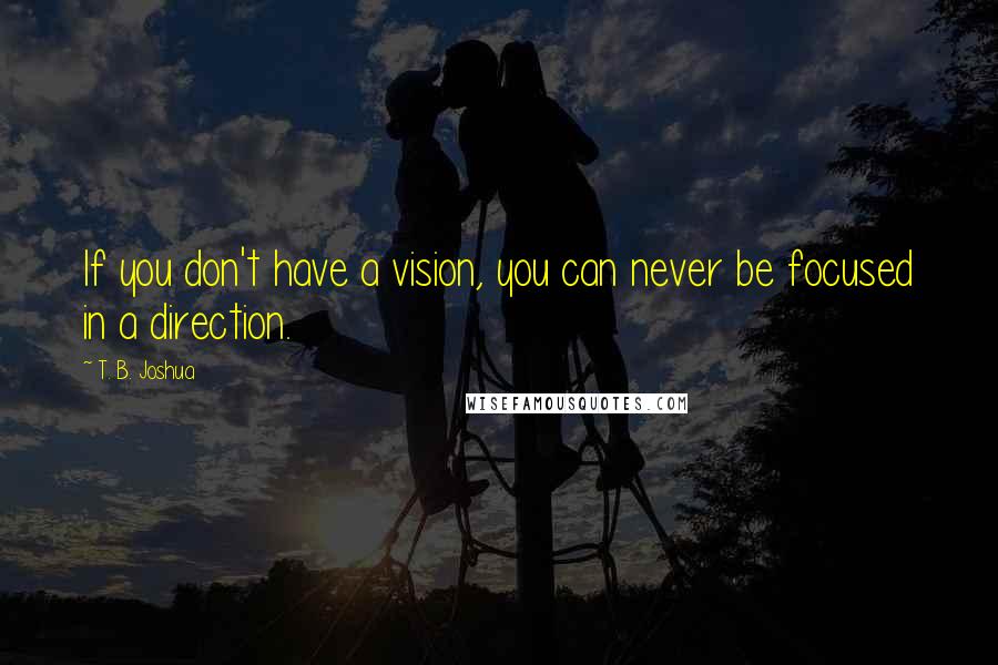 T. B. Joshua Quotes: If you don't have a vision, you can never be focused in a direction.