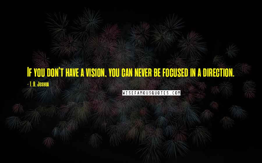 T. B. Joshua Quotes: If you don't have a vision, you can never be focused in a direction.