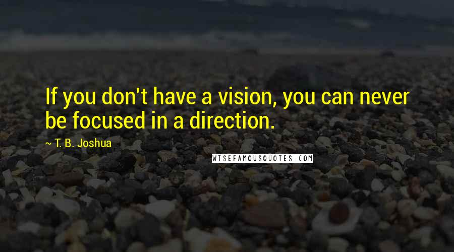T. B. Joshua Quotes: If you don't have a vision, you can never be focused in a direction.