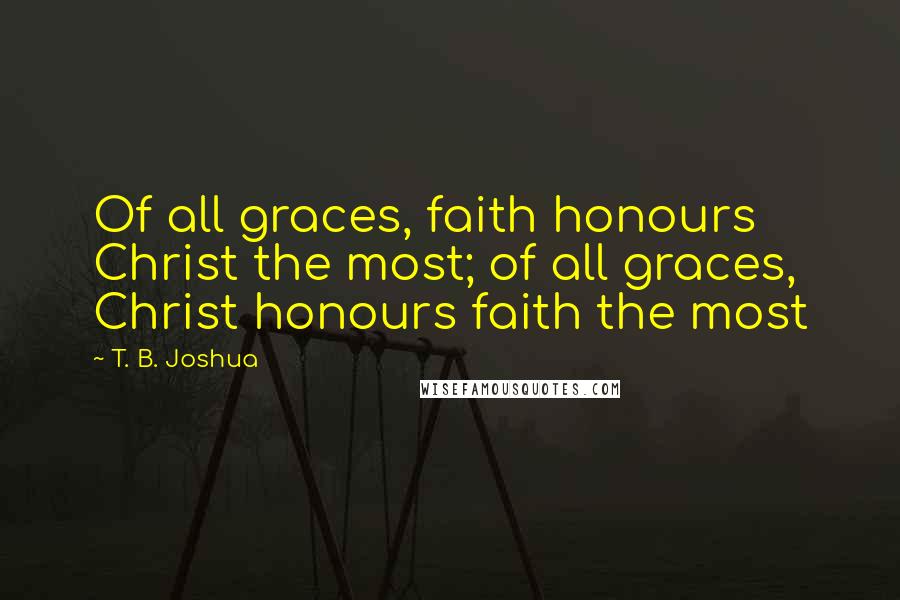 T. B. Joshua Quotes: Of all graces, faith honours Christ the most; of all graces, Christ honours faith the most
