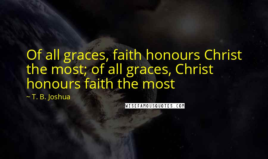 T. B. Joshua Quotes: Of all graces, faith honours Christ the most; of all graces, Christ honours faith the most