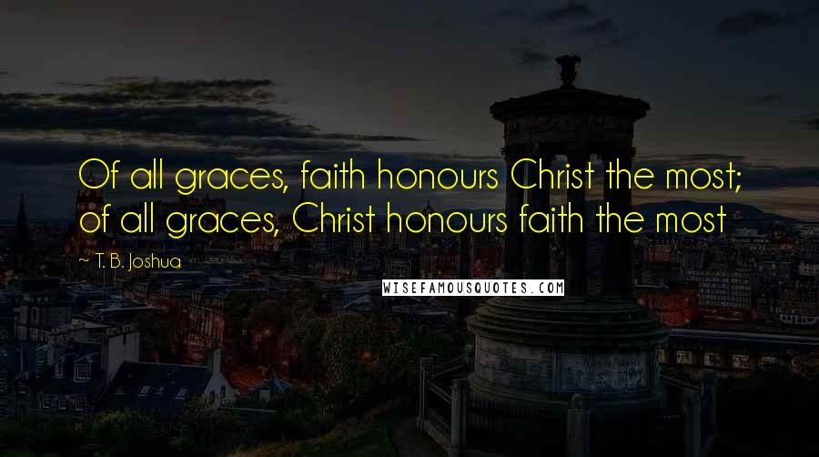 T. B. Joshua Quotes: Of all graces, faith honours Christ the most; of all graces, Christ honours faith the most