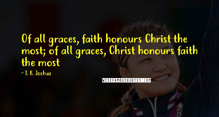 T. B. Joshua Quotes: Of all graces, faith honours Christ the most; of all graces, Christ honours faith the most
