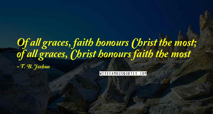 T. B. Joshua Quotes: Of all graces, faith honours Christ the most; of all graces, Christ honours faith the most