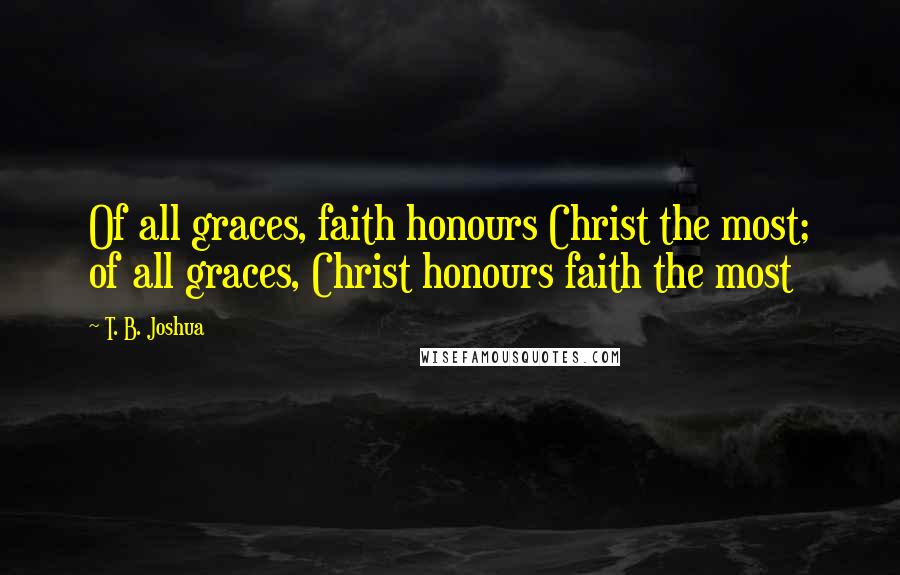 T. B. Joshua Quotes: Of all graces, faith honours Christ the most; of all graces, Christ honours faith the most