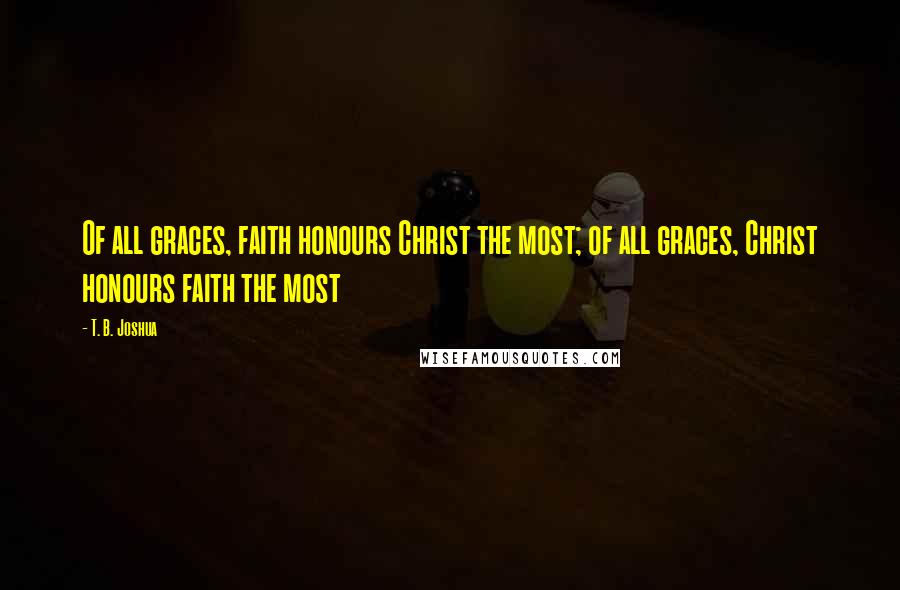 T. B. Joshua Quotes: Of all graces, faith honours Christ the most; of all graces, Christ honours faith the most