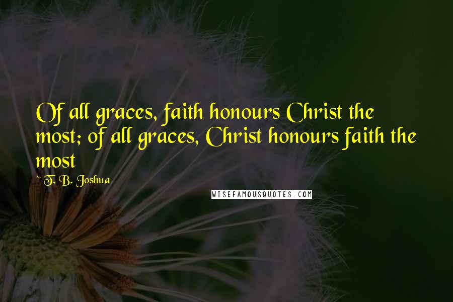 T. B. Joshua Quotes: Of all graces, faith honours Christ the most; of all graces, Christ honours faith the most