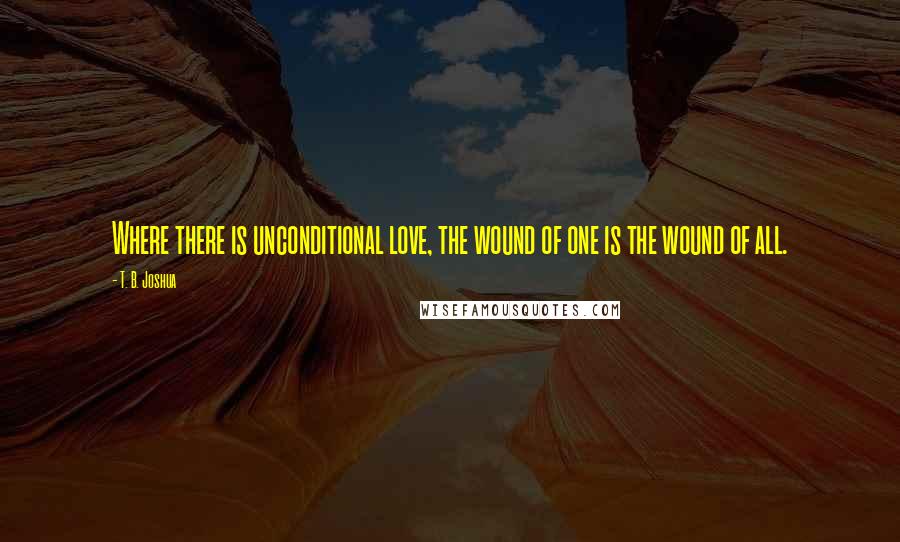 T. B. Joshua Quotes: Where there is unconditional love, the wound of one is the wound of all.