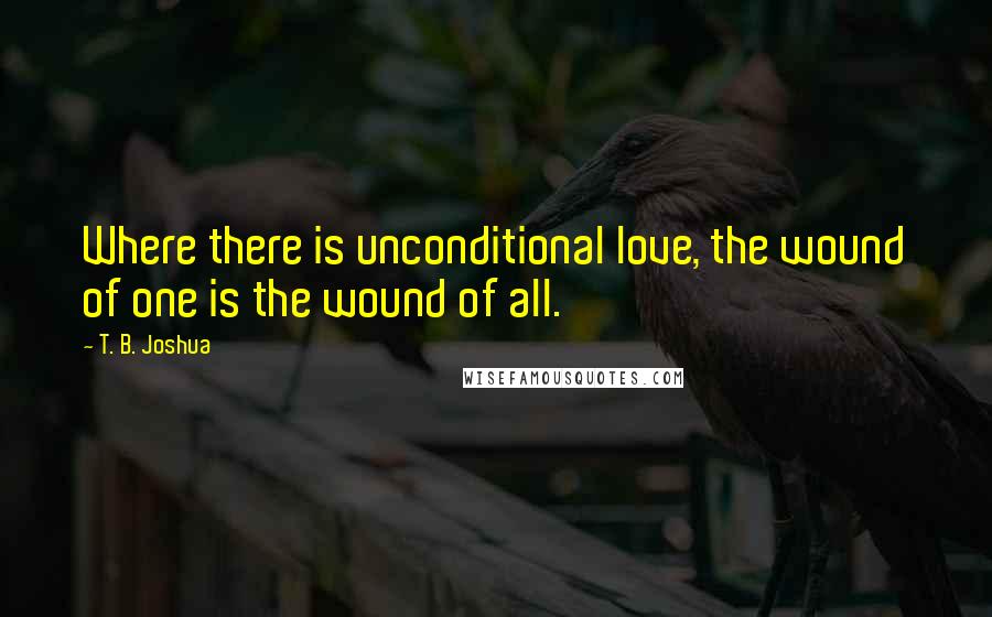 T. B. Joshua Quotes: Where there is unconditional love, the wound of one is the wound of all.