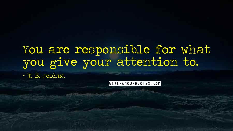 T. B. Joshua Quotes: You are responsible for what you give your attention to.