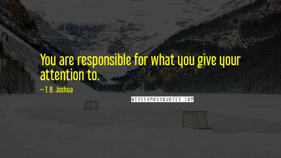 T. B. Joshua Quotes: You are responsible for what you give your attention to.