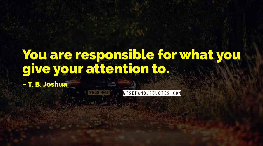 T. B. Joshua Quotes: You are responsible for what you give your attention to.