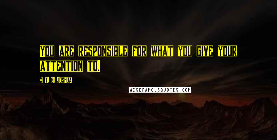 T. B. Joshua Quotes: You are responsible for what you give your attention to.