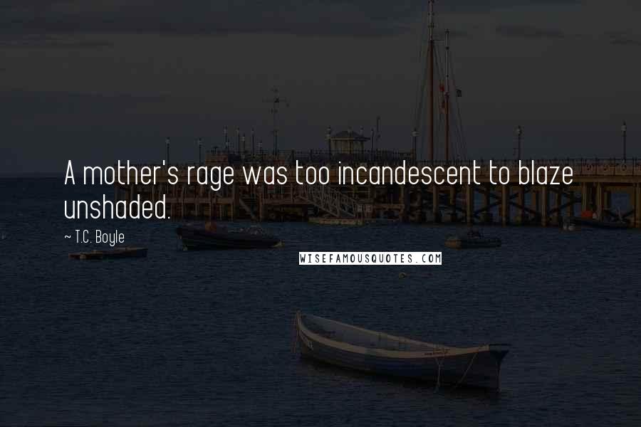 T.C. Boyle Quotes: A mother's rage was too incandescent to blaze unshaded.